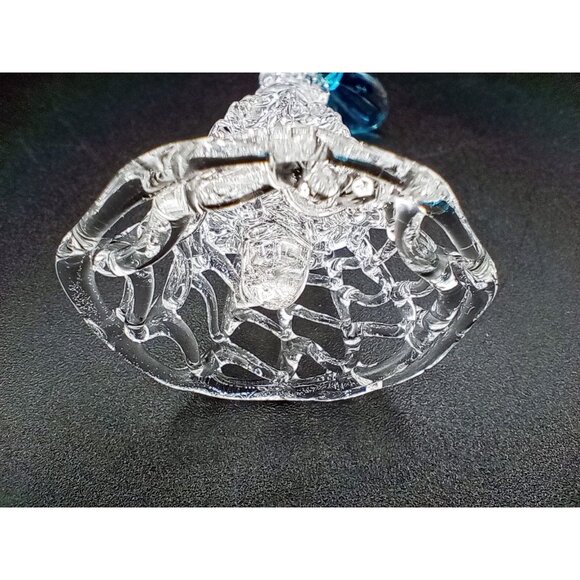 Art Glass Bell Blue Bird Topper Hand Blown Vintage Decorative Collectible 3.5" - Picture 9 of 13